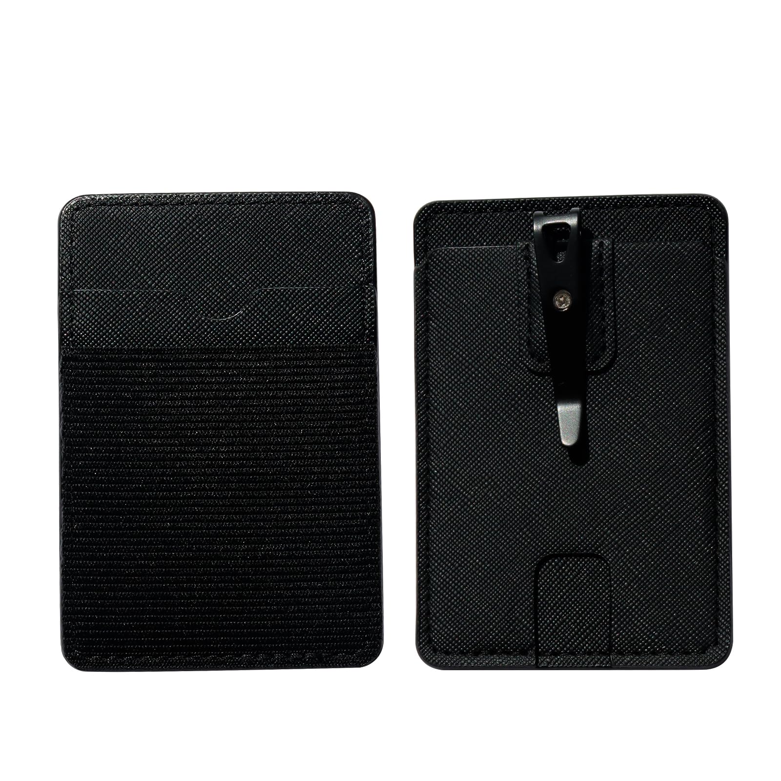 FORZEN Minimalistic Card Holder Wallet for Men and Women Slim Elastic Vertical Credit Card Holder and Men Front Pocket Wallet with Clip (Black)