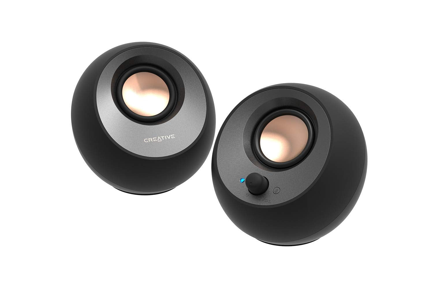 Creative Pebble V3 Minimalistic 2.0 USB-C Desktop Speakers with USB Audio Clear Dialog Enhancement Bluetooth 5.0 8W RMS with 16W Peak Power USB-A Converter Included (Black) (Renewed)